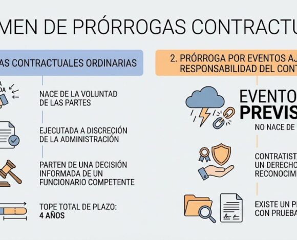 Prórrogas de contrato ordinarias y extraordinarias en la contratación pública